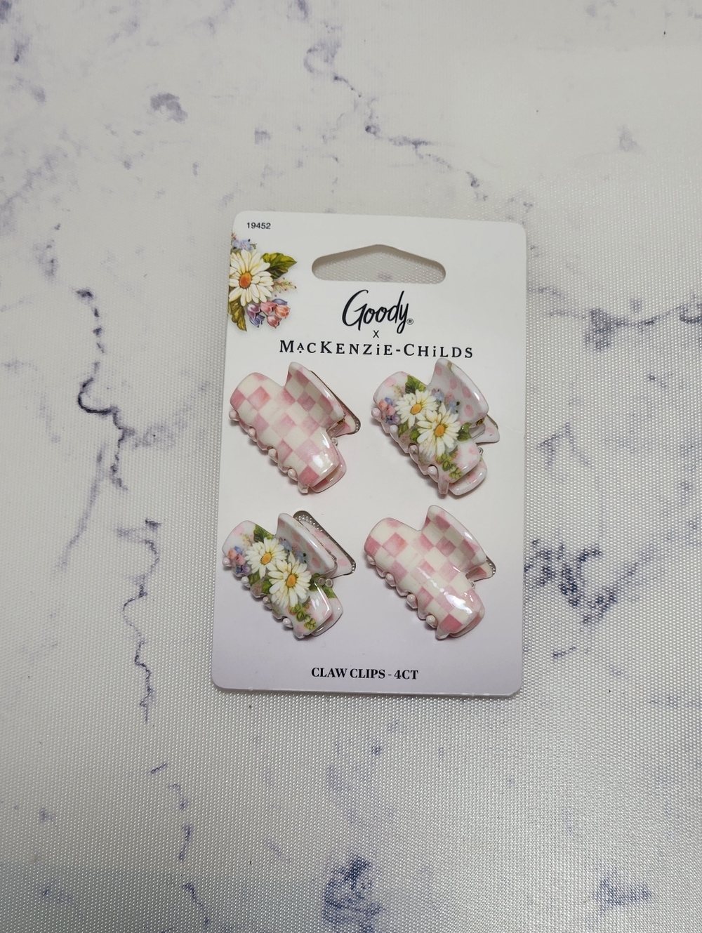 Goody x MacKenzie-Childs Claw Clips 4ct Pink Floral Checkered Rosy Target